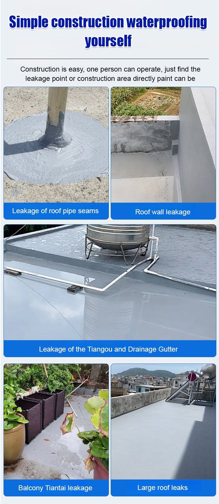 Waterproof Roof Coating️ | Waterproof Roof Seal Paint Waterproofing For Terrace Leak Solution - Waterproof Coating Exterior Roof Leak Repair