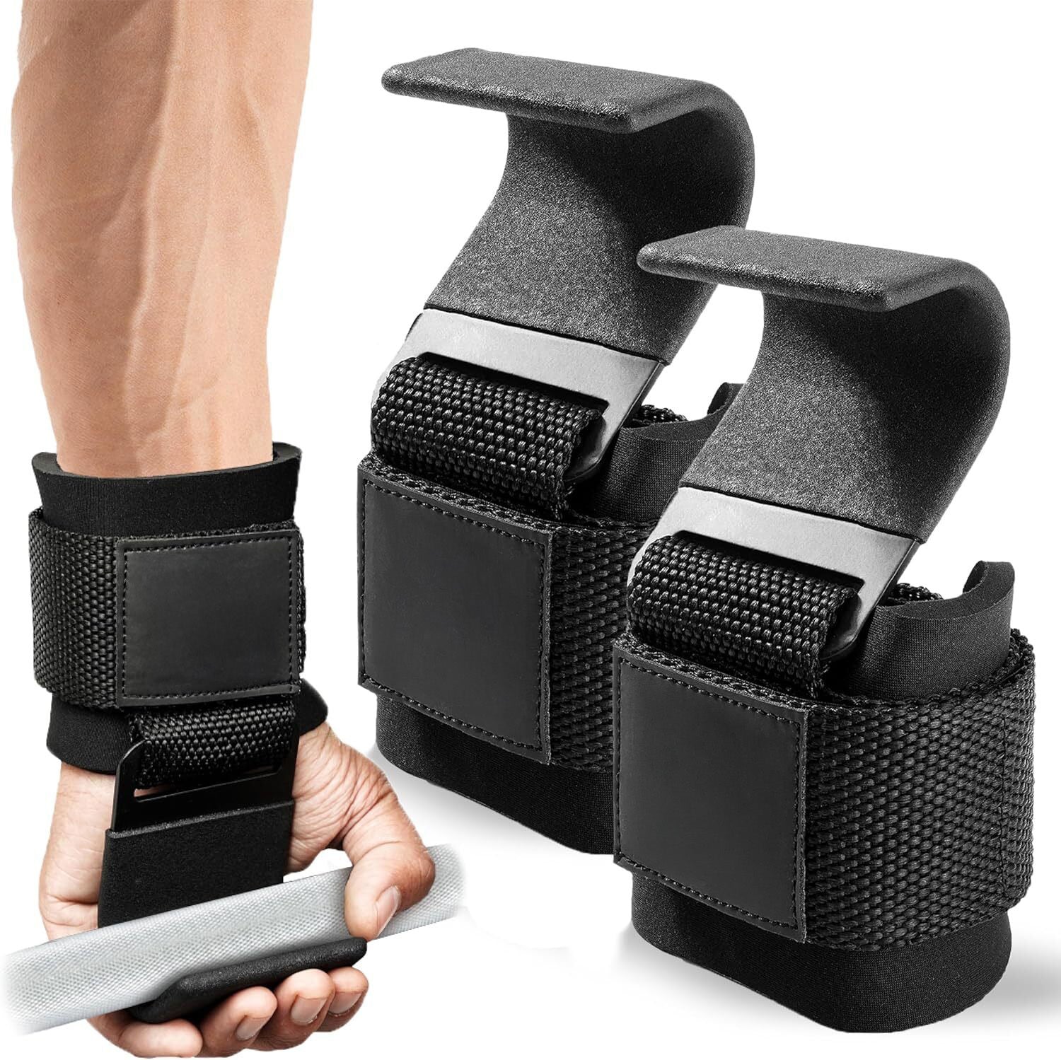 Weightlifting Wrist Hooks (Pack of 2) | Strenghth Lifts Lifting Hooks Weight Straps Wrist Deadlift Grips - Weightlifting Wrist Hooks (Pack of 2)