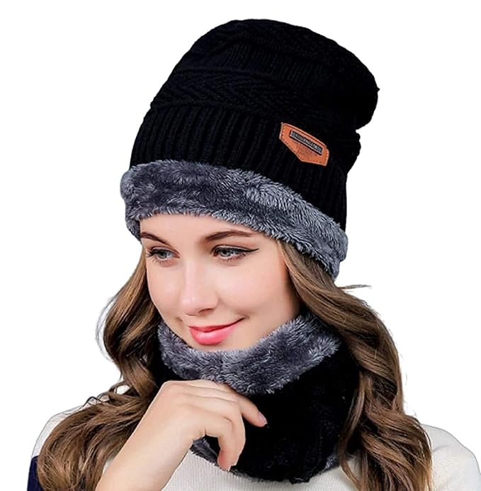 Woolen Cap Set (Unisex) | Winter Beanie Wool Cap For Men And Women Woolen Cap Set (Unisex)