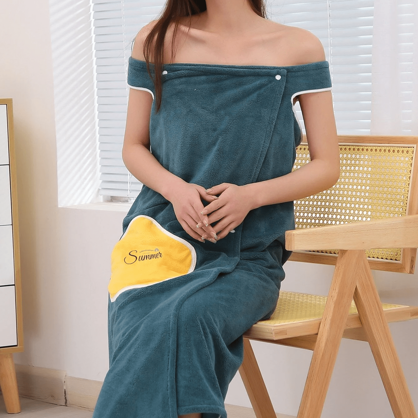 Bathrobe For Women Cotton Soft Plush Robes For Women Aqua Green Bathrobe For Women