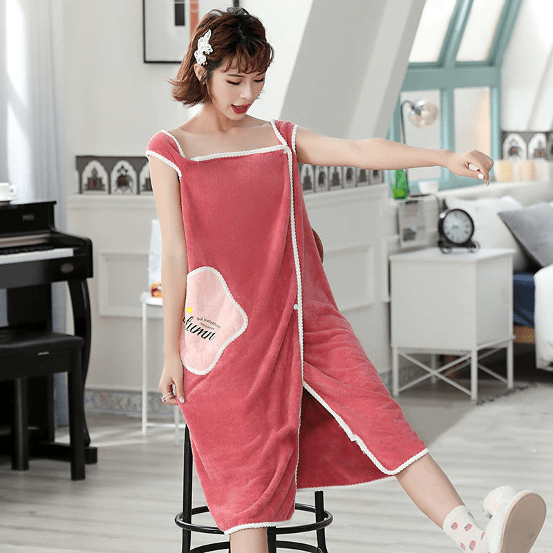 Bathrobe For Women Cotton Soft Plush Robes For Women Carrot Pink Bathrobe For Women