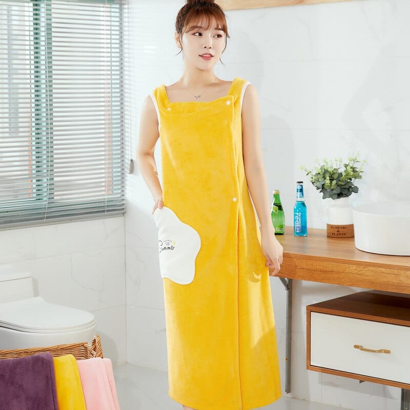 Bathrobe For Women Cotton Soft Plush Robes For Women Sunny Yellow Bathrobe For Women