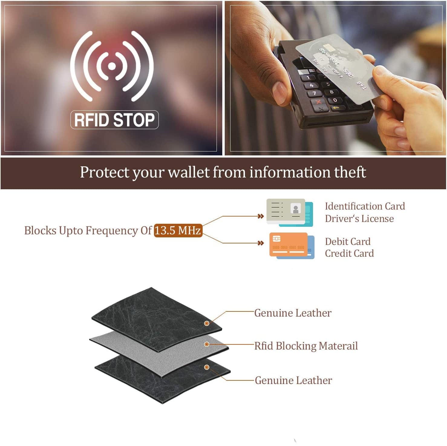 Best Leather Men's Wallet And Card Holder Purse For Men Rfid-blocking Leather Men's Wallet