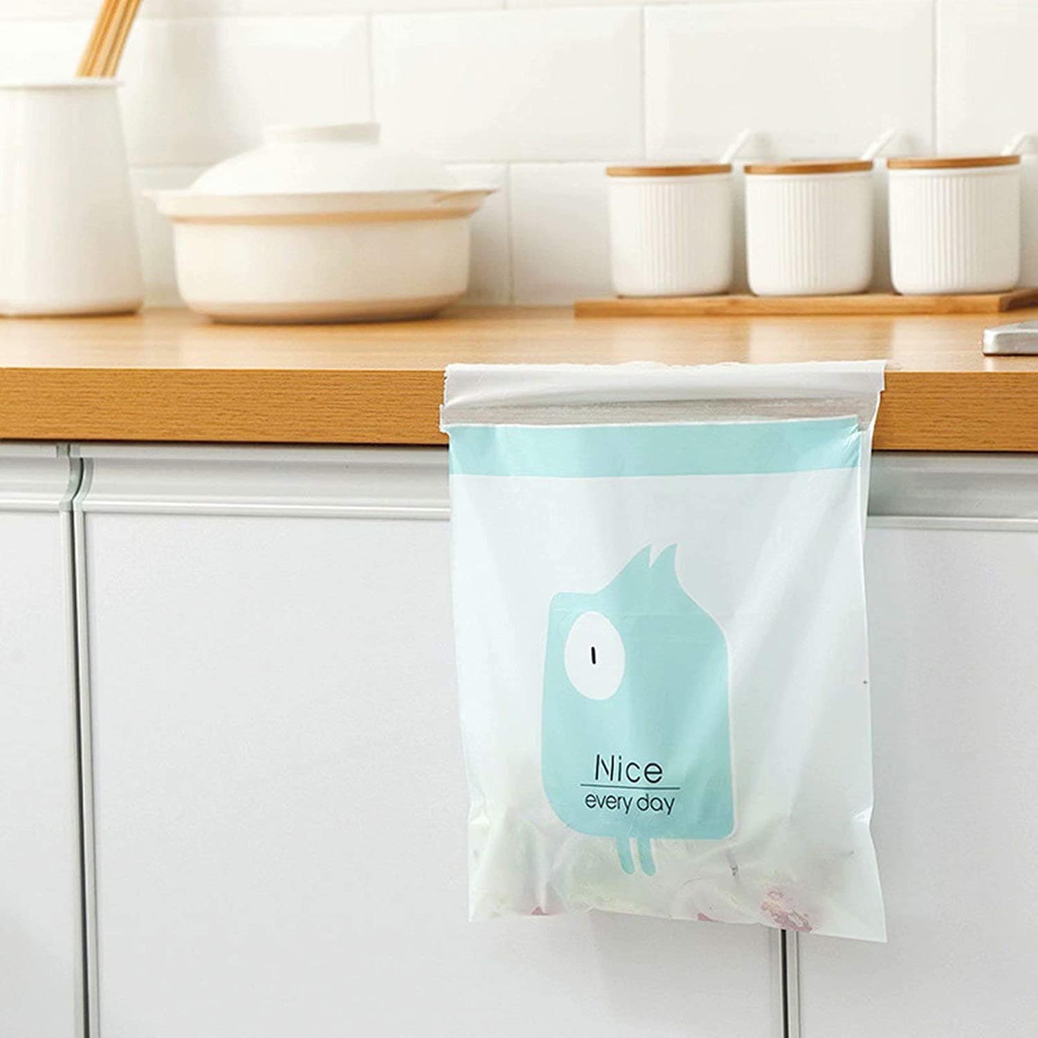 Biodegradable Garbage Adhesive Bags Cornstarch Trash Bag Blue - Pack of 15 Biodegradable Adhesive Trash Bags