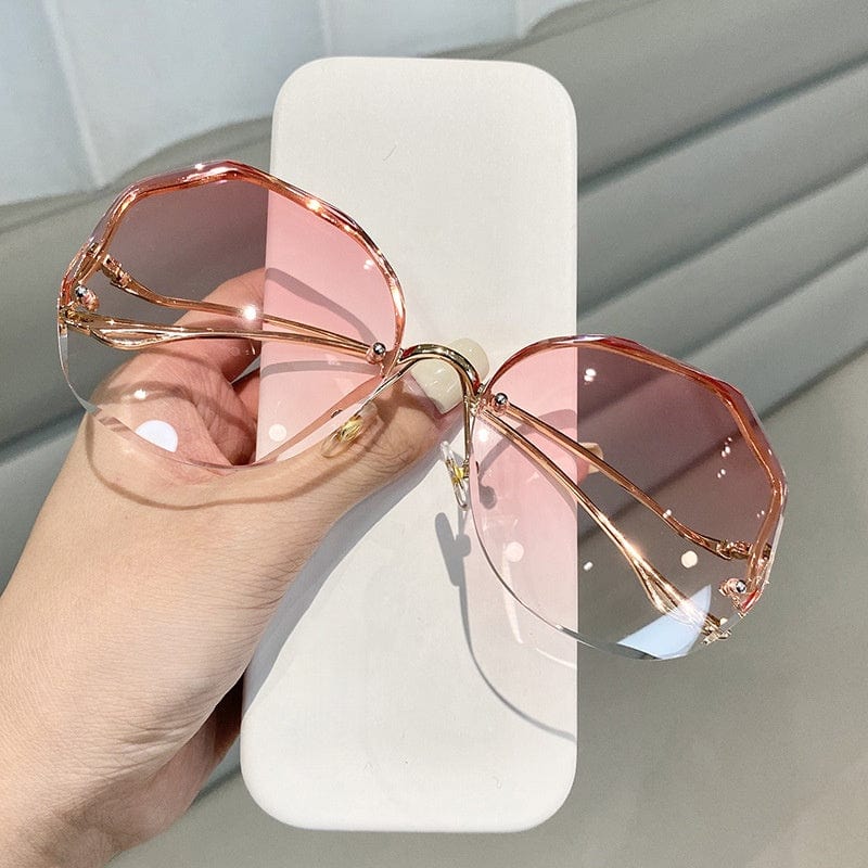 Blue Lens Sunglasses Stylish New Pink Style Sunglasses Metal Frame (Buy 1 Get 1 Free) Pink Sunglasses (Buy 1 Get 1 Free)