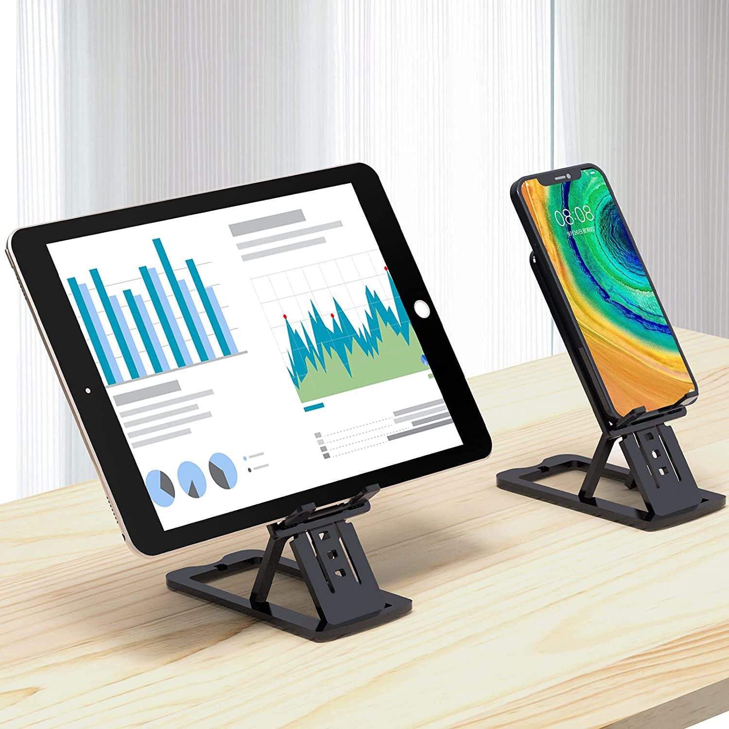 Desk Mobile Phone Holder Bed Portable Cell Phone Stand  - Foldable Phone Stand Black Foldable Phone Stand