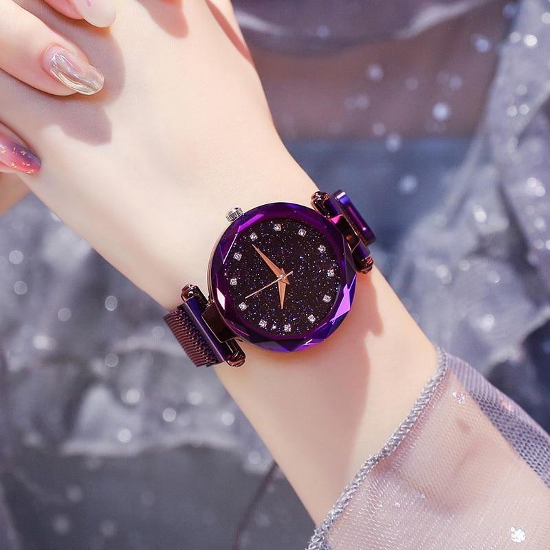 Diamond Cosmos Ladies Watch Stylish Watch for Girls Luxury Watches Analog watch Ladies Watch - Pack of 2 (Gold + Purple)
