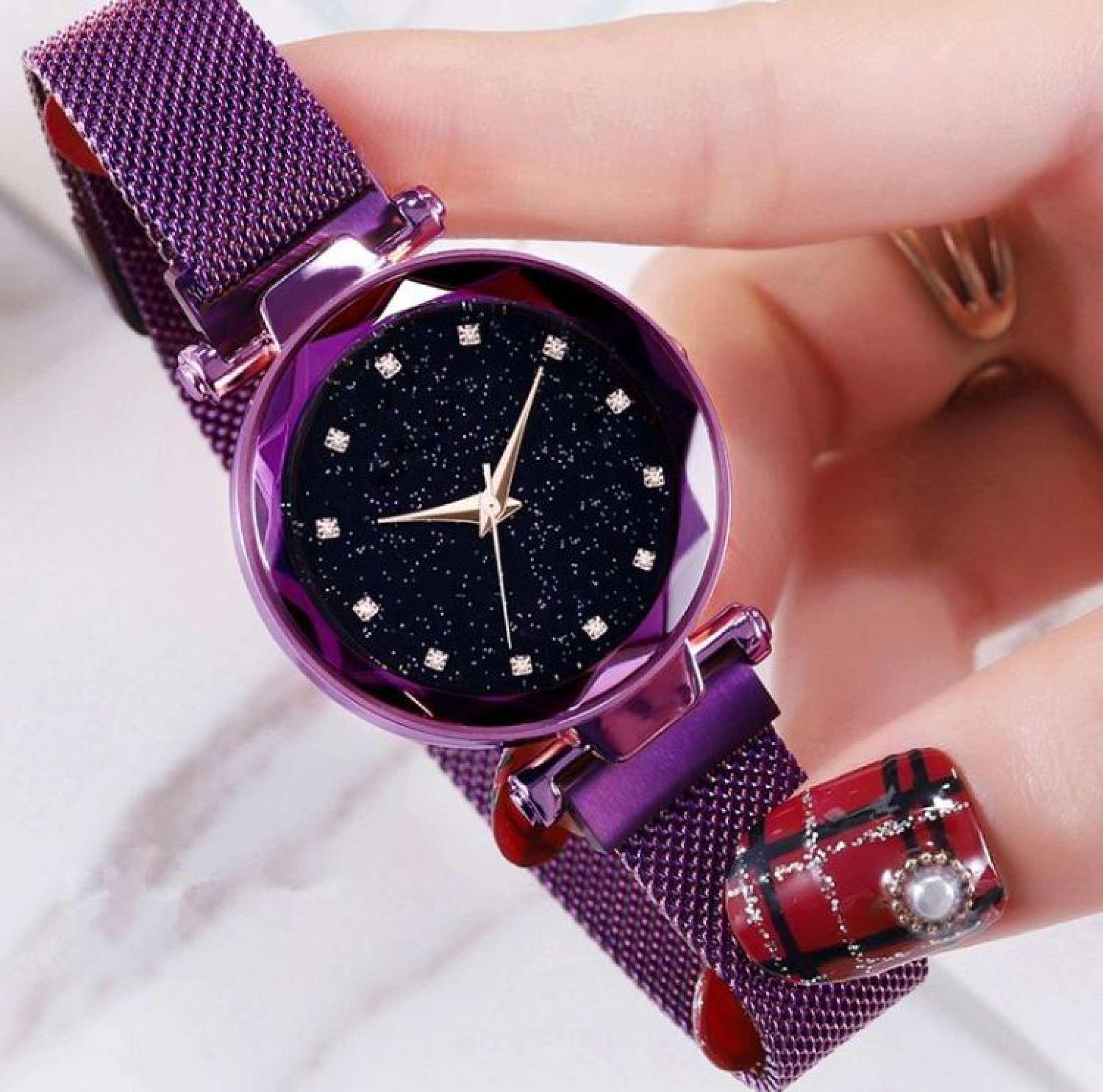 Diamond Cosmos Ladies Watch Stylish Watch for Girls Luxury Watches Analog watch Ladies Watch - Pack of 2 (Gold + Purple)