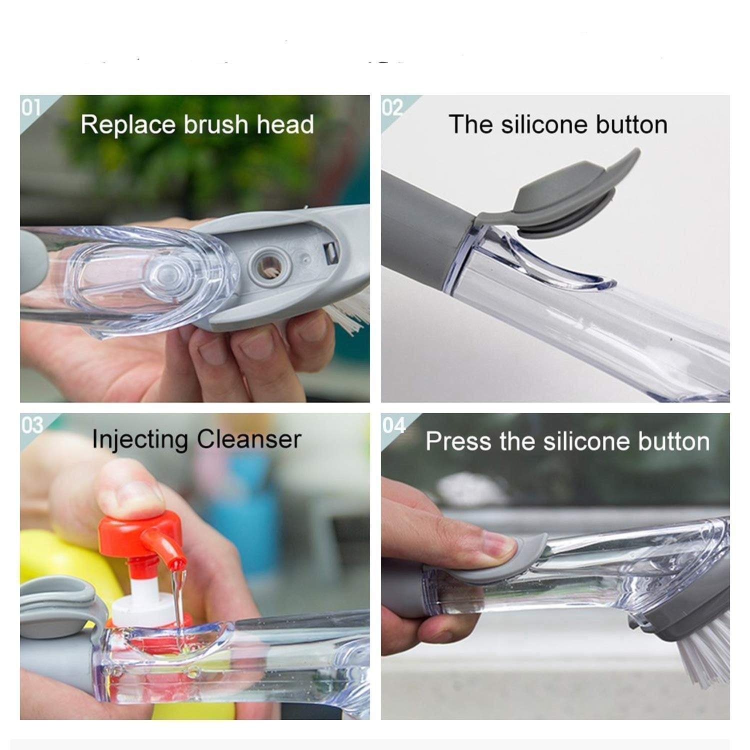 Dish Washing Brush with Soap Dispenser Utensil Cleaner Scrubber Dish Washing Brush With Soap Dispenser