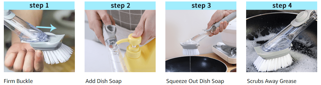 Dish Washing Brush with Soap Dispenser Utensil Cleaner Scrubber Dish Washing Brush With Soap Dispenser