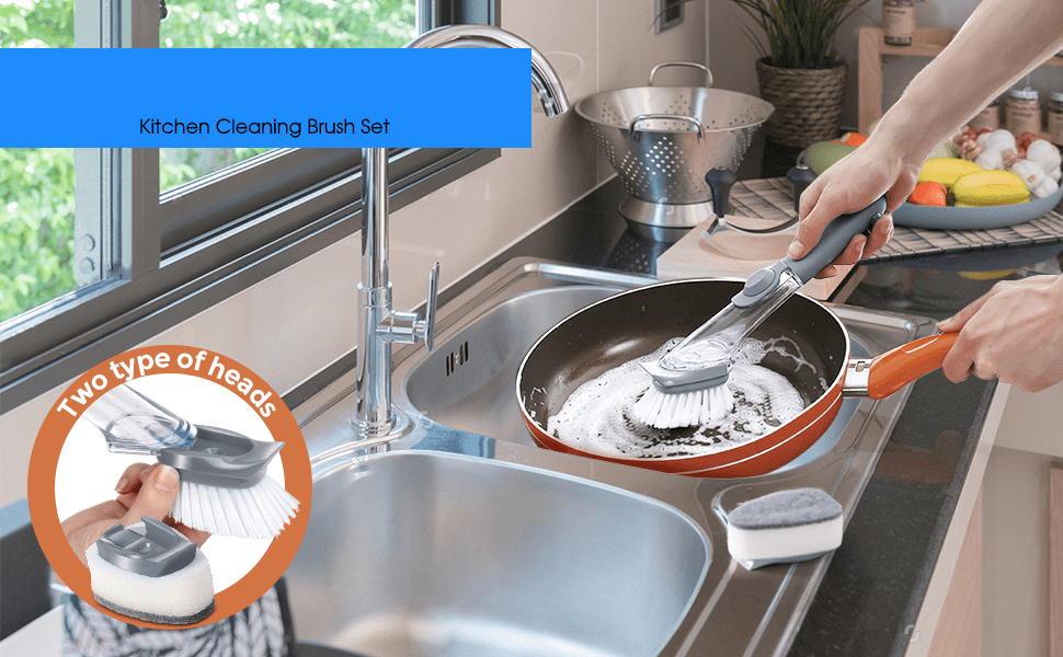 Dish Washing Brush with Soap Dispenser Utensil Cleaner Scrubber Dish Washing Brush With Soap Dispenser