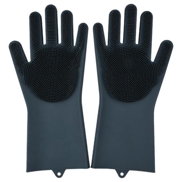 Dish Washing Silicone Scrubbing Gloves Household Gloves Black Silicone Scrubbing Gloves