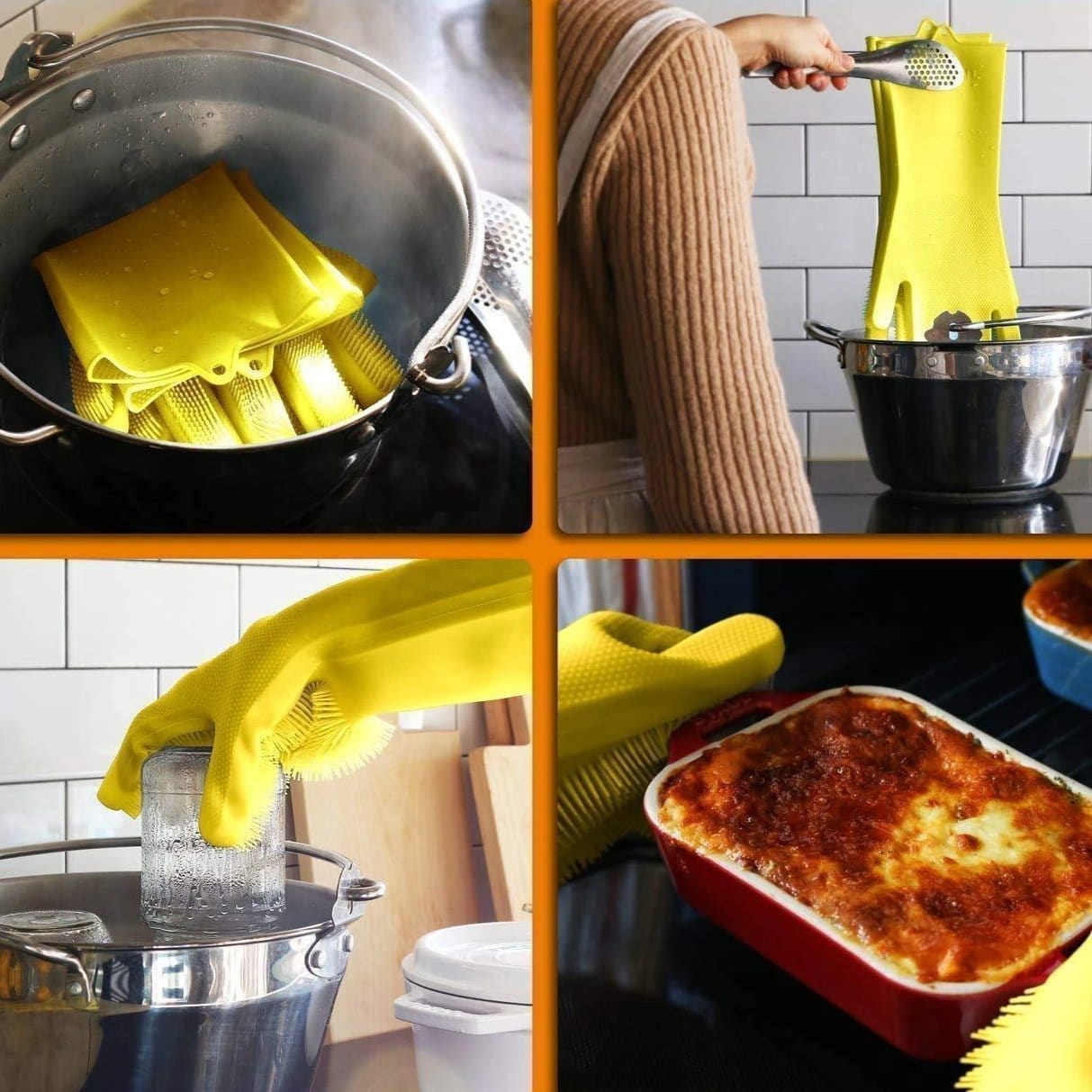 Dish Washing Silicone Scrubbing Gloves Household Gloves Yellow Silicone Scrubbing Gloves