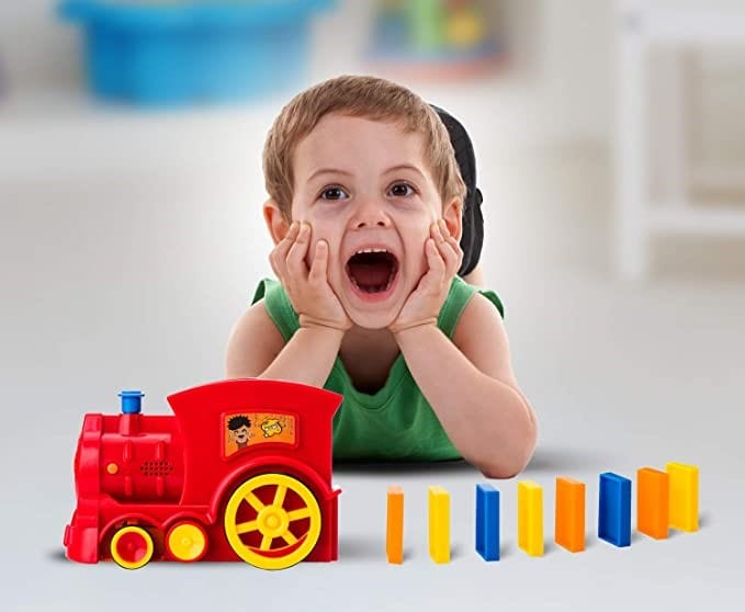 Domino Blocks Toy Train Automatic Stacking Game Set Domino Blocks Toy Train Automatic Stacking Game Set (Pack of 60 Blocks)