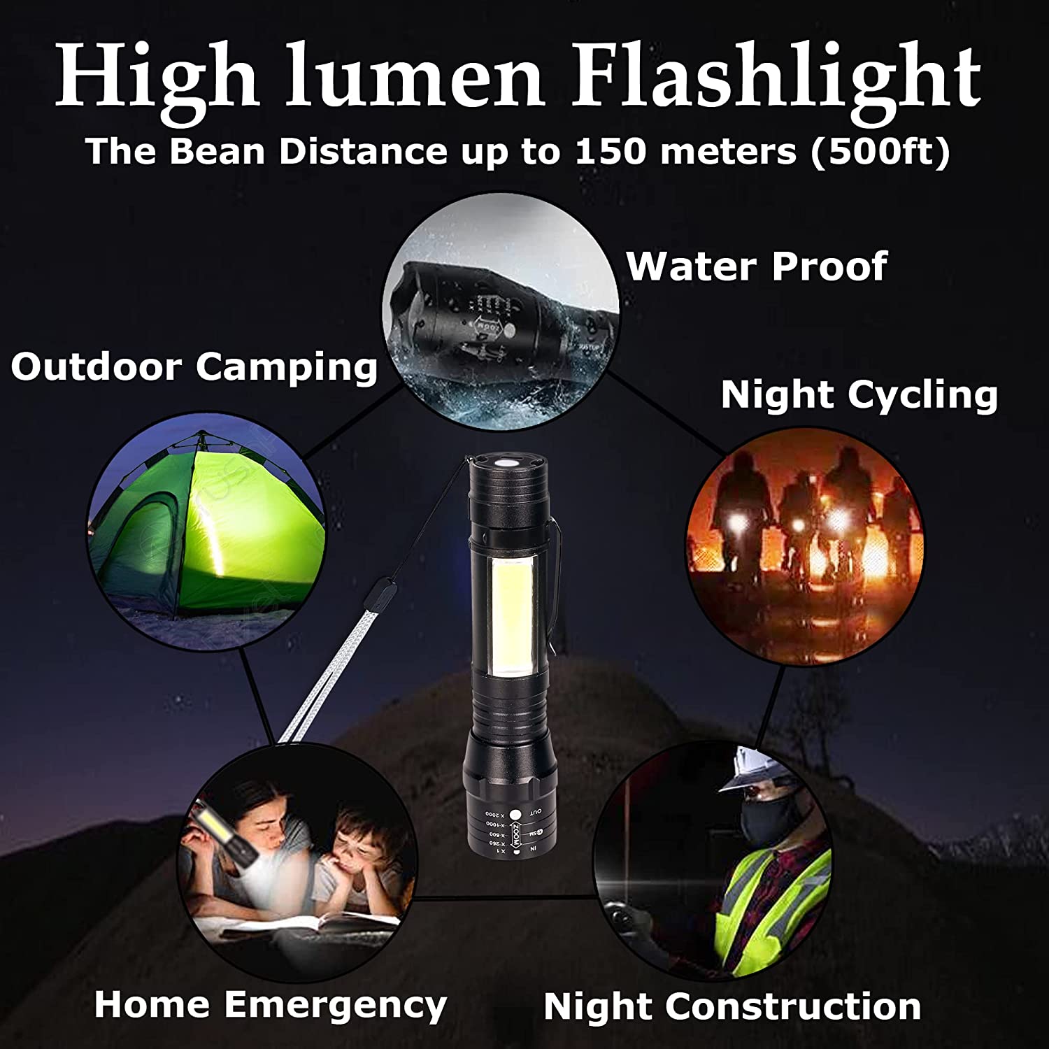 Everyday Flash Torch Light Recharchable battery Led Flashlight (70% off) Rechargeable Led Flashlight (70% off)