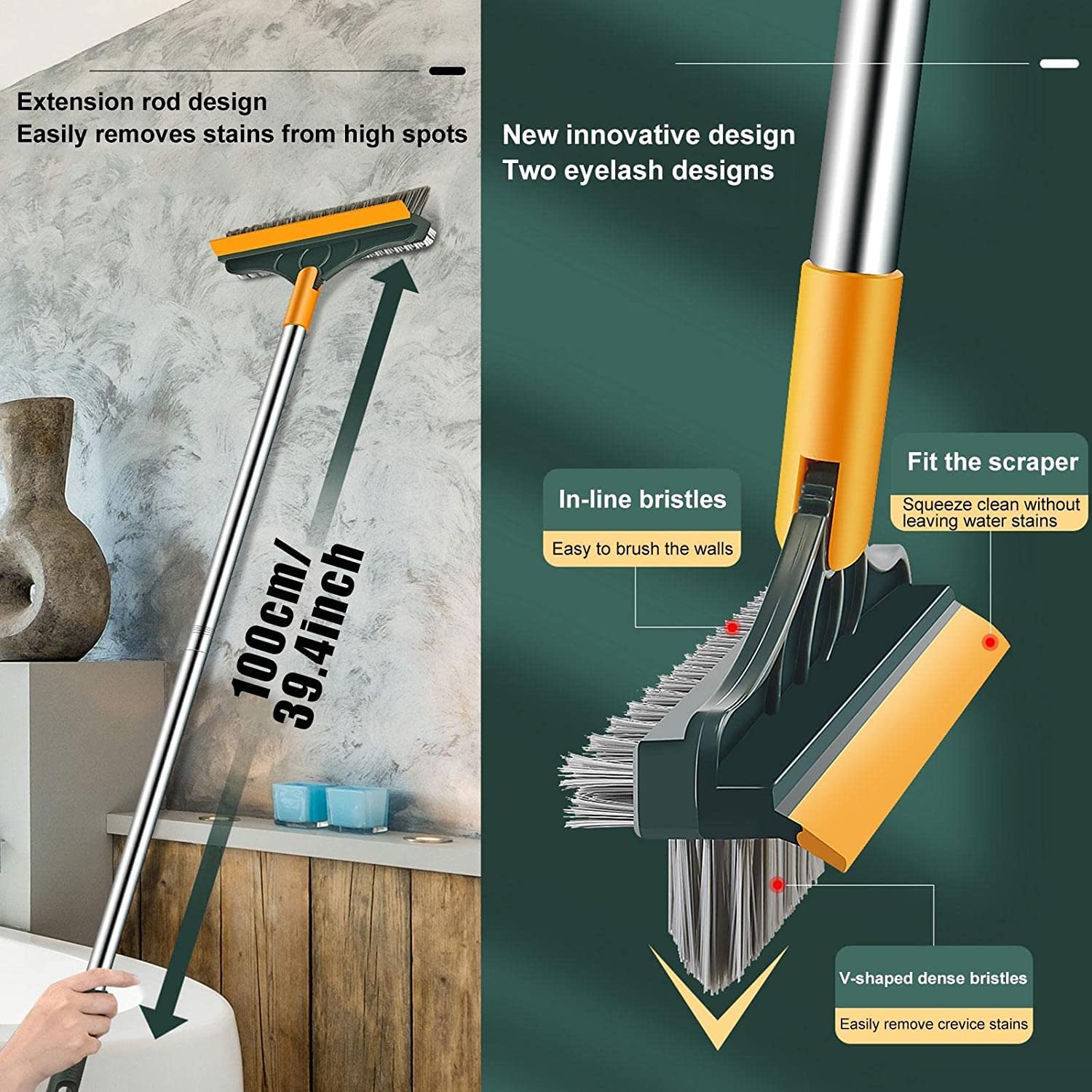 Floor Cleaner Mop Bathroom Cleaning Brush Home Cleaning Dry Mop - 2-in-1 Floor Cleaning Brush (50% Off) 2-in-1 Floor Cleaning Brush (50% Off)