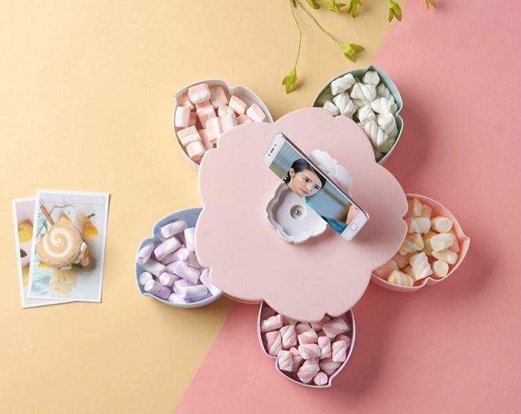 Flower Petal Shaped Rotating Snack Storage Box Storage Boxes & Bins Flower Petal Shaped Rotating Snack Storage Box