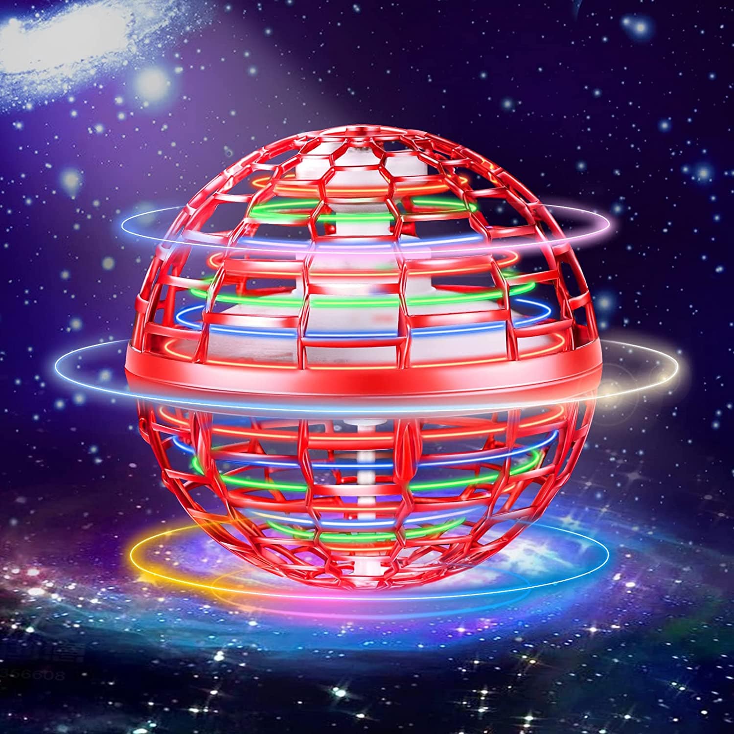 Flying Orb Ball Toy Mini Drone Boomerang Spinner for Kids Red Flying Ball Toy