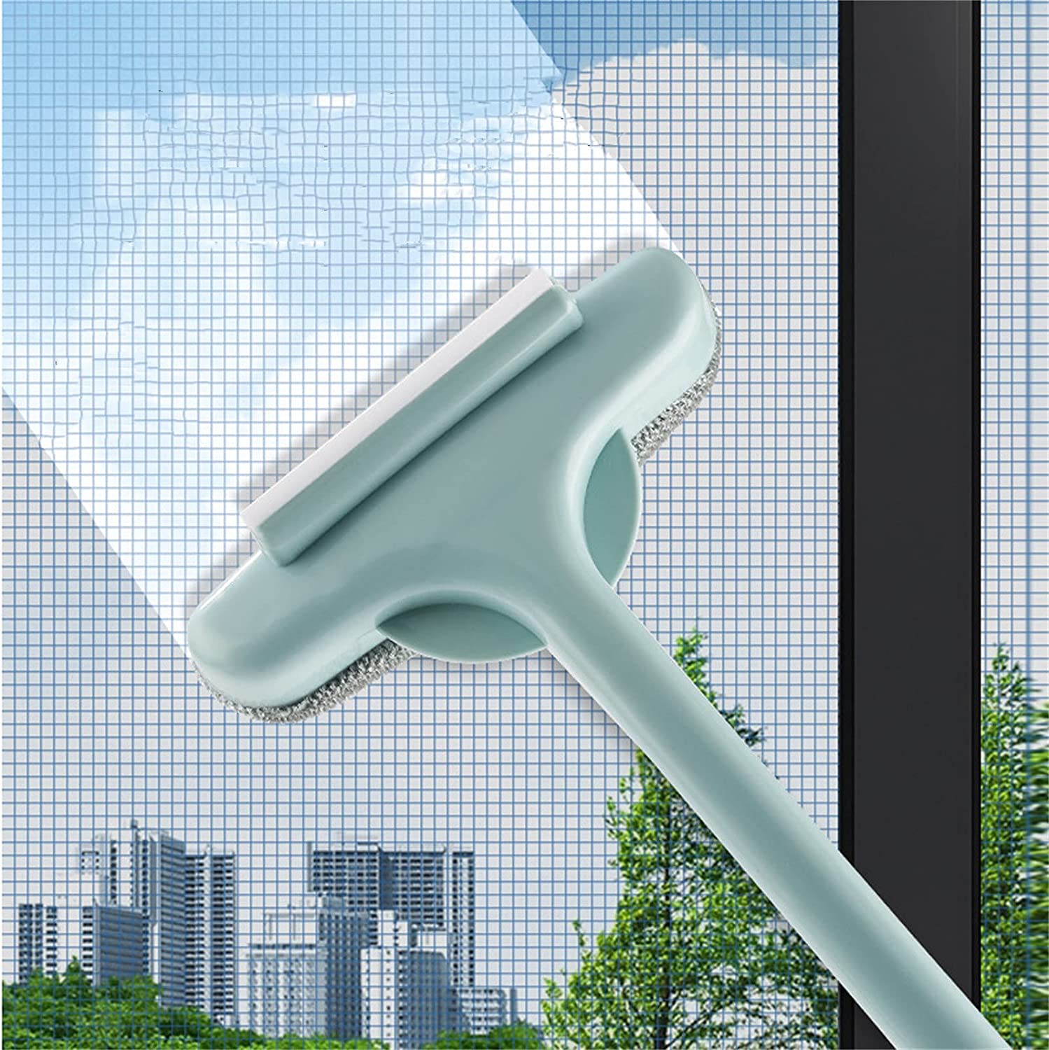 Glass Window Cleaning Brush Spray Washing Cleaner - Double-sided Window Cleaning Brush Pro Light Green Double-sided Window Cleaning Brush Pro