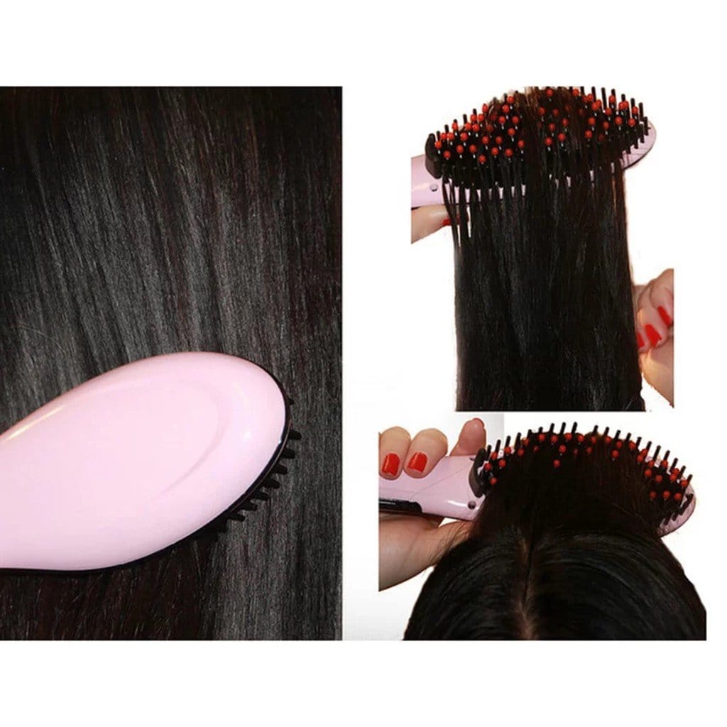Heated Hair Straightening Brush Volumizer Anti Frizz Comb Heated Hair Straightening Brush