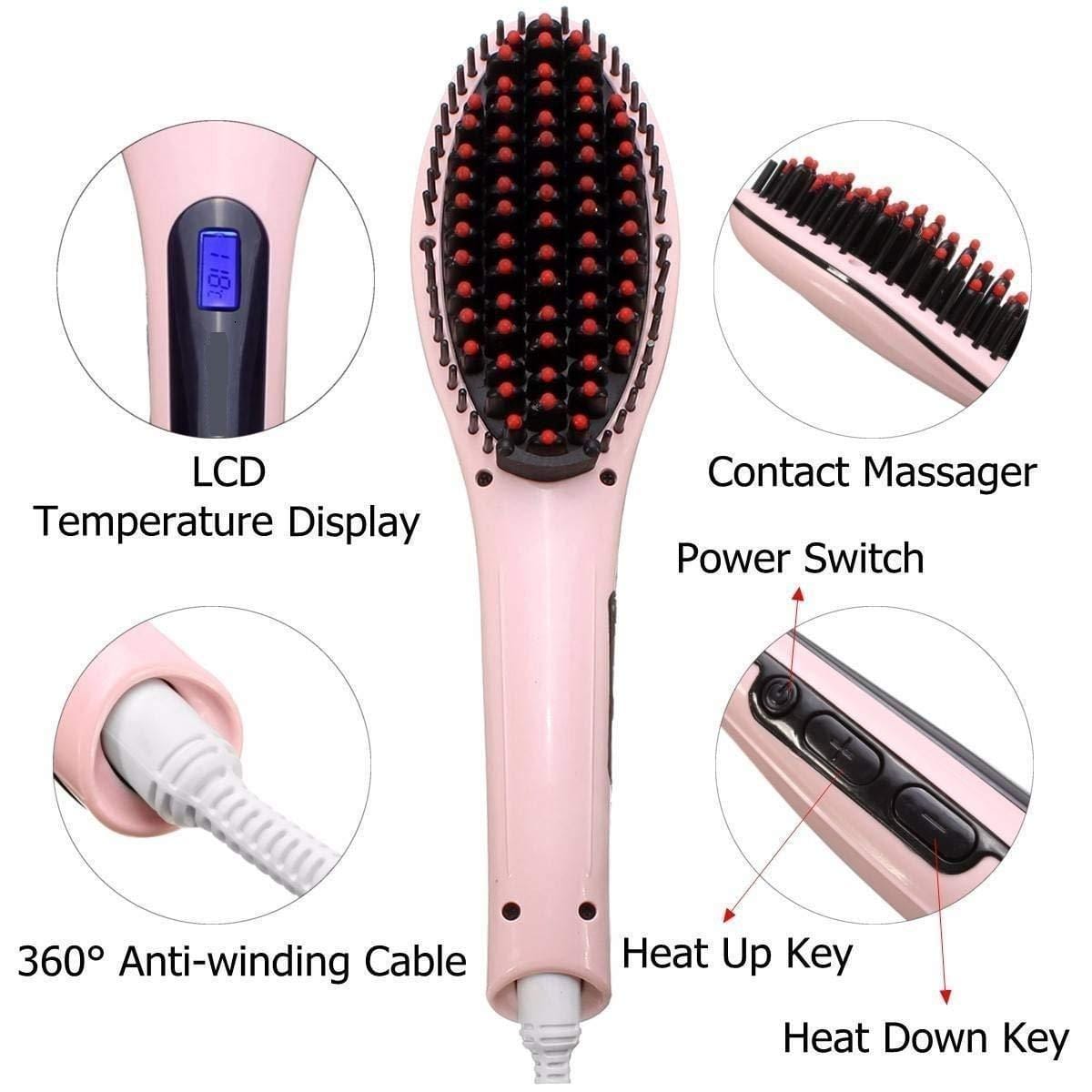 Heated Hair Straightening Brush Volumizer Anti Frizz Comb Heated Hair Straightening Brush