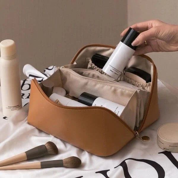 Makeup Bag Vanity Kit Cosmetic Storage Travel Pouch - Cosmetic Travel Bag Brown Cosmetic Travel Bag