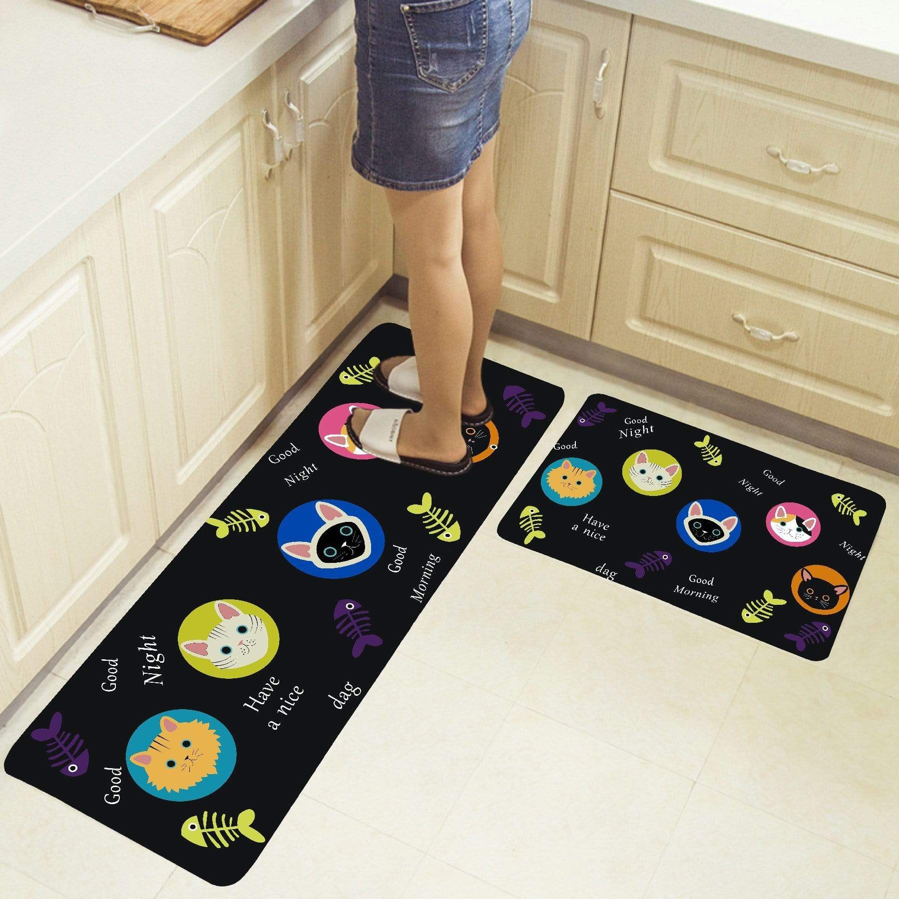 Microfiber Floor Anti Slip Mat Non Slip Kitchen Mat Hangry Kittens Microfiber Non-slip Kitchen Mat