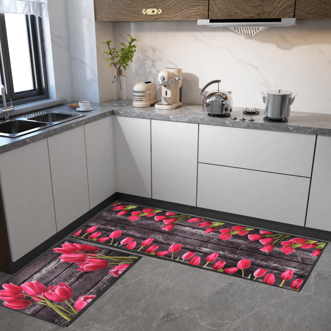 Microfiber Floor Anti Slip Mat Non Slip Kitchen Mat Lush Tulips Microfiber Non-slip Kitchen Mat