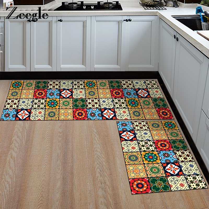 Microfiber Floor Anti Slip Mat Non Slip Kitchen Mat Moroccan Mandalas Microfiber Non-slip Kitchen Mat
