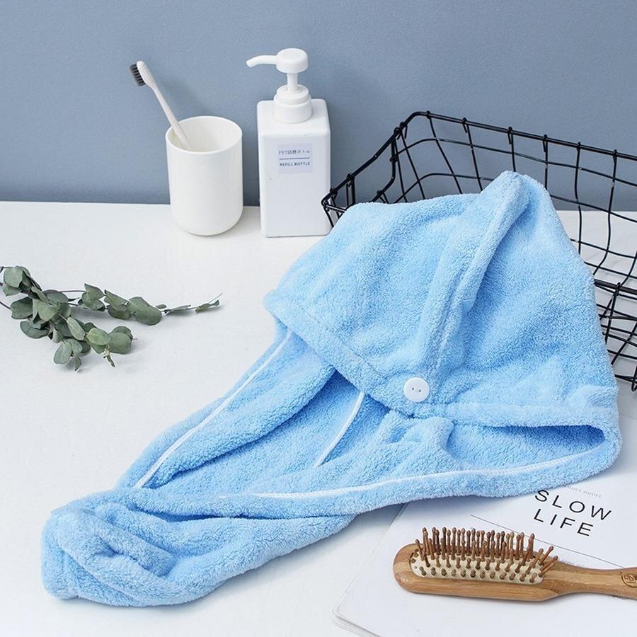 Microfiber Hair Towel Instant Quick Dry Towel Wrap Light Blue Microfiber Hair Towel