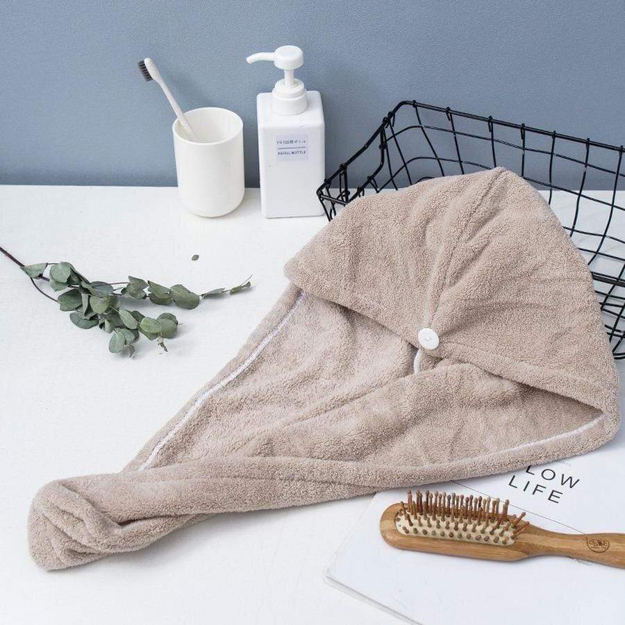 Microfiber Hair Towel Instant Quick Dry Towel Wrap Light Brown Microfiber Hair Towel