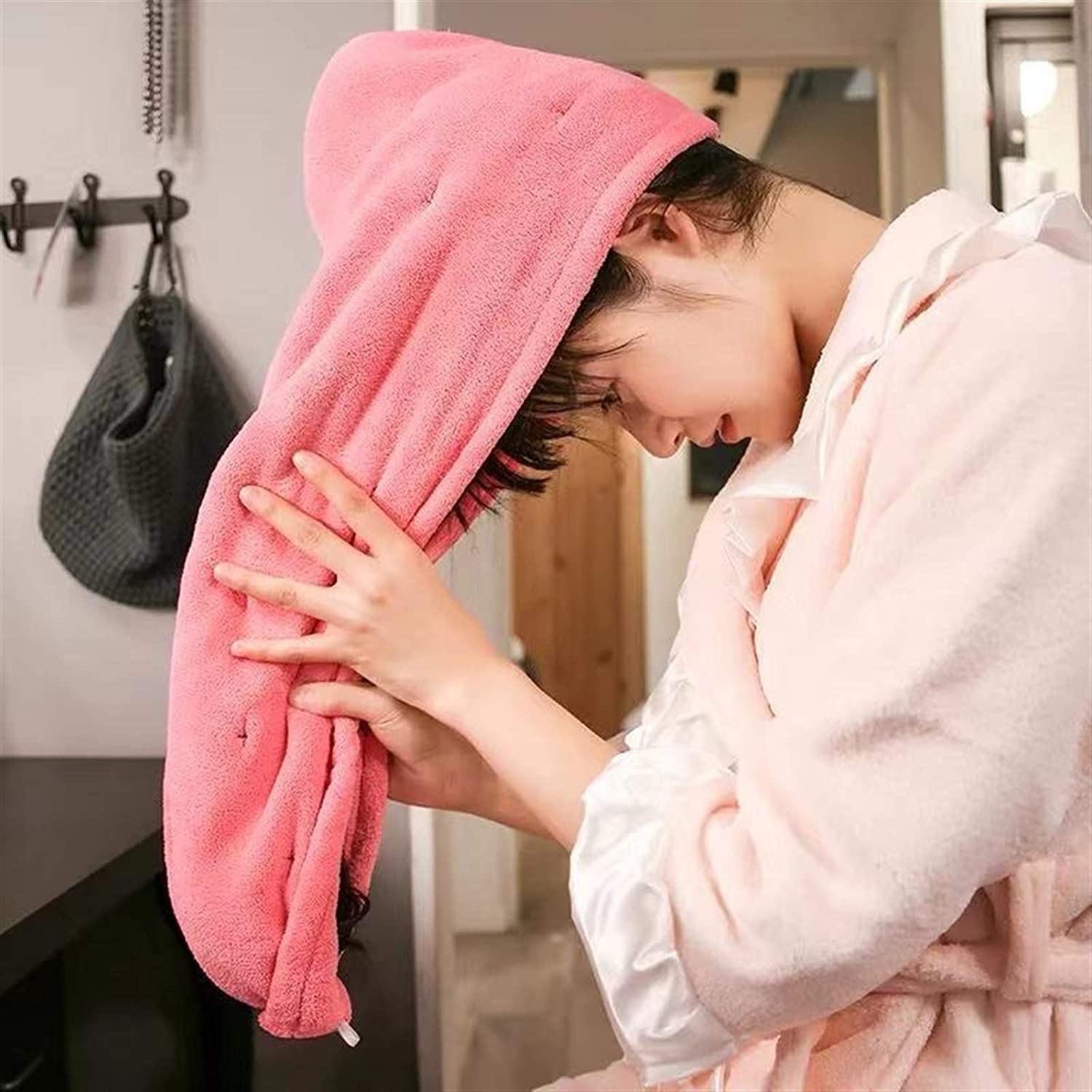 Microfiber Hair Towel Instant Quick Dry Towel Wrap Pink Microfiber Hair Towel