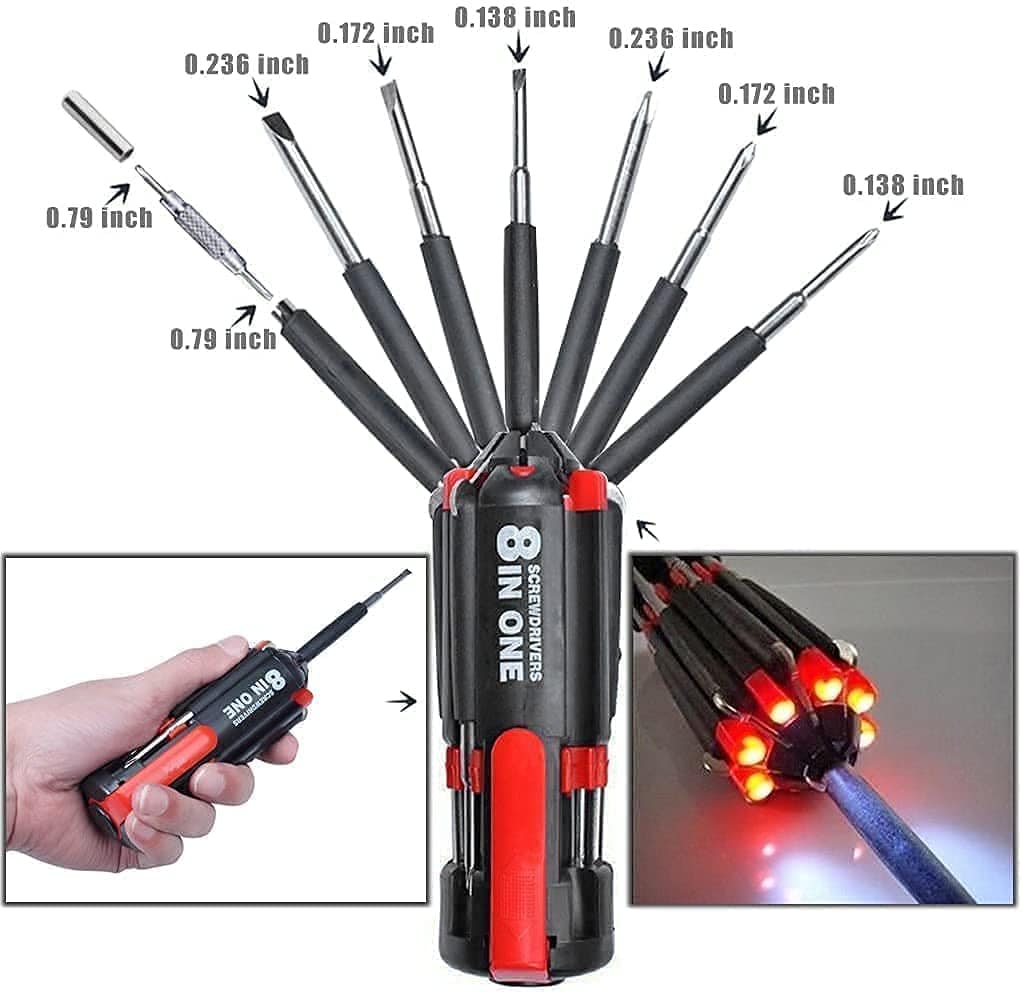 Multi Head Screwdriver All in One Precision Screwdriver Set 8-in-1 Multi-head Screwdriver