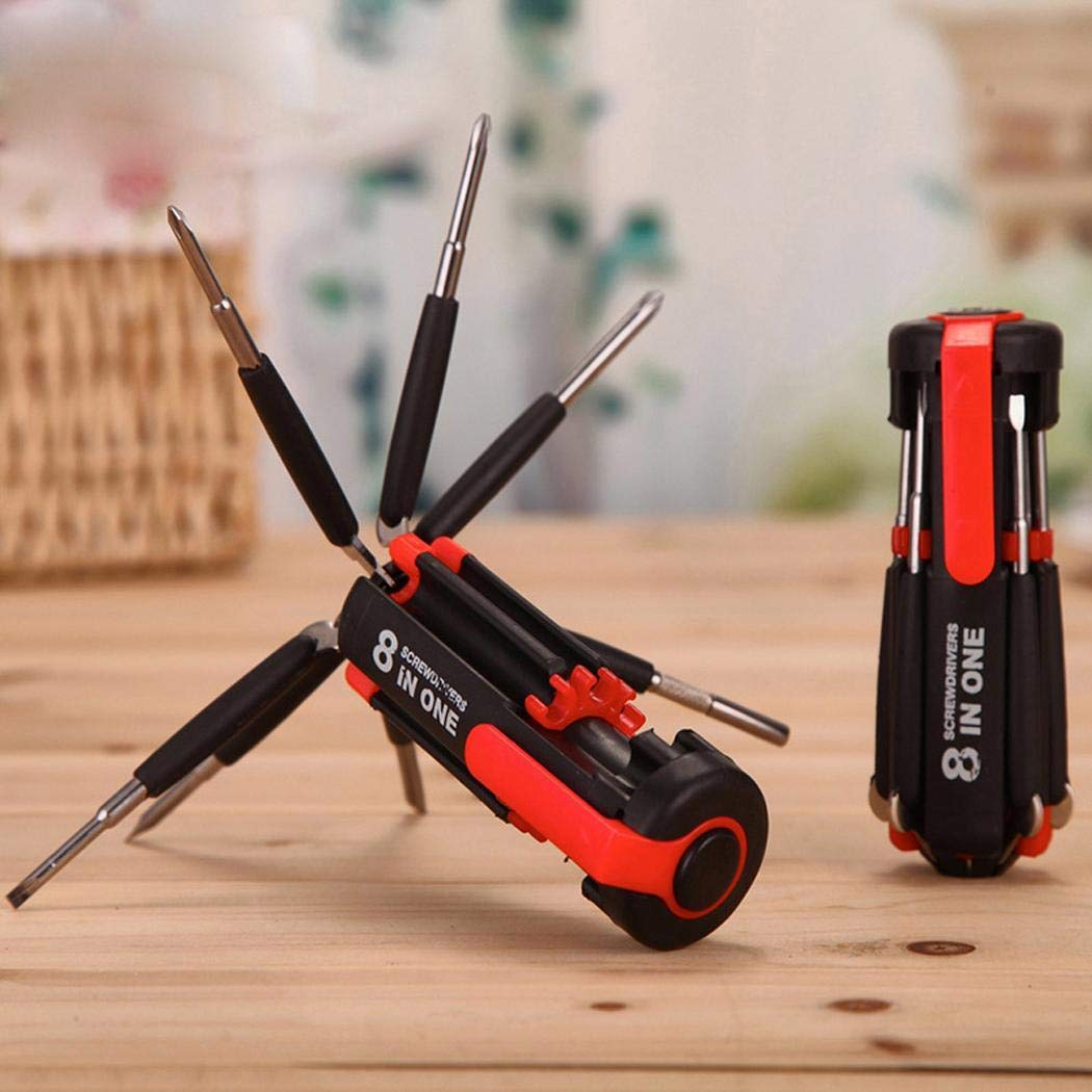 Multi Head Screwdriver All in One Precision Screwdriver Set Red 8-in-1 Multi-head Screwdriver