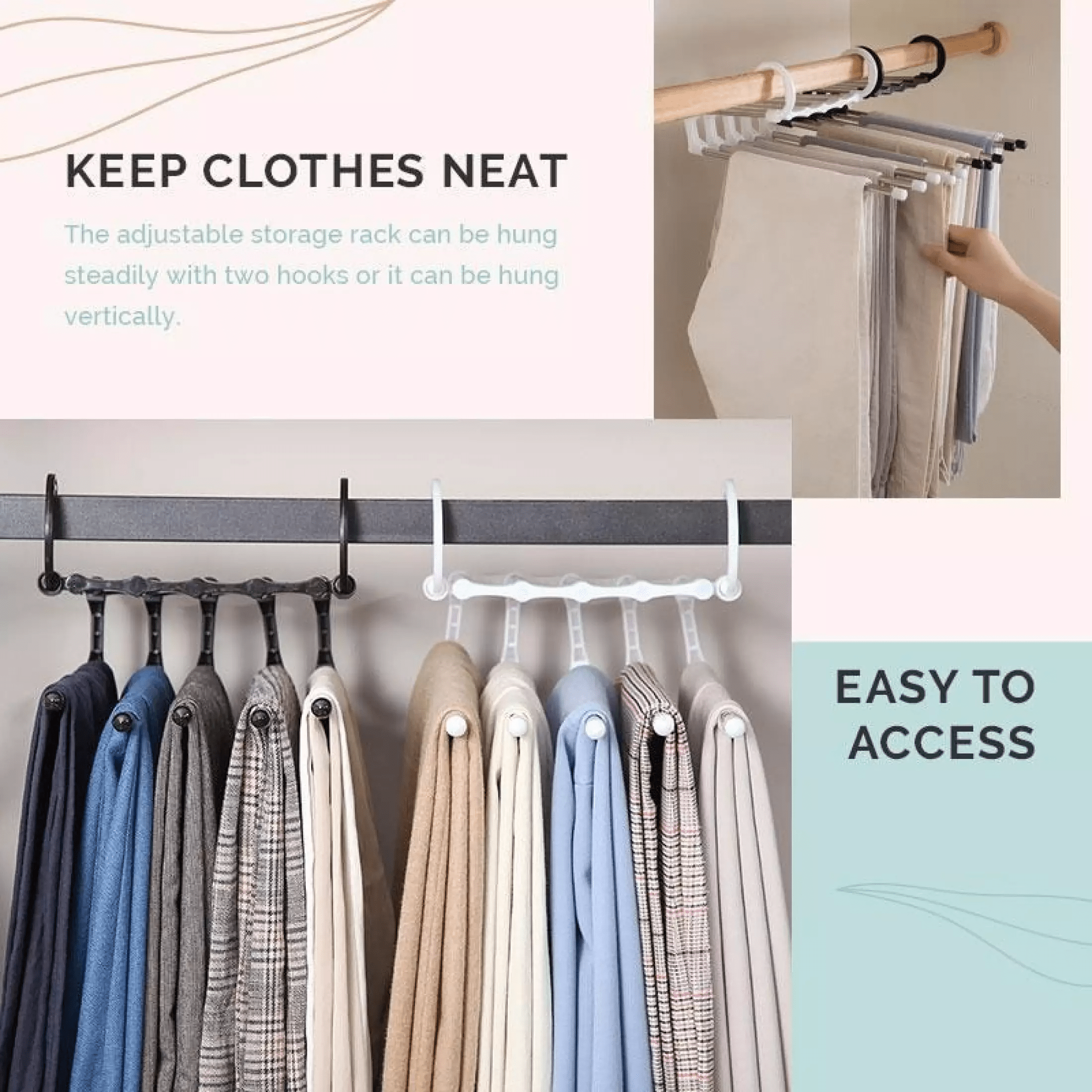 Multi Layer Hanger for Clothes Foldable Space Saving Hanger Multi-layer Foldable Clothes Hanger