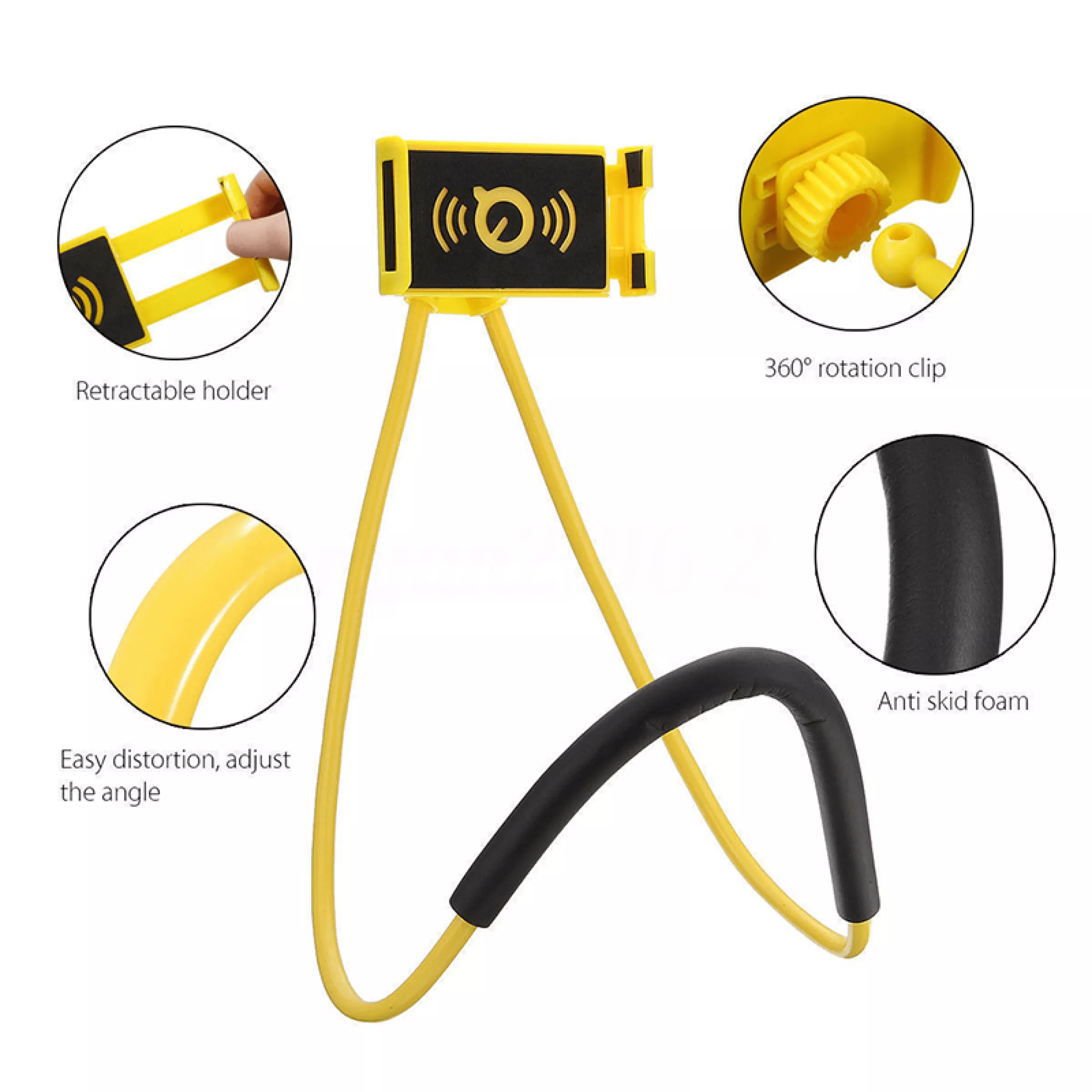 Neck Phone Holder Lazy Mobile Holder for bed Yellow Neck Phone Holder