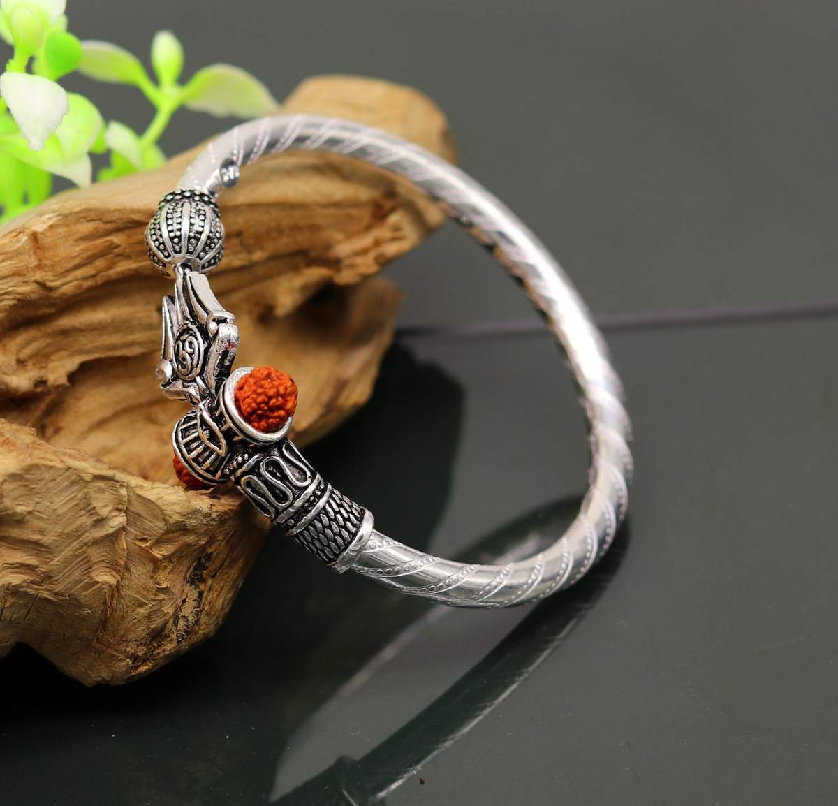 Shiva Rudraksha Religious Kada Mens Womens Om Bracelet  Zirconia Kada