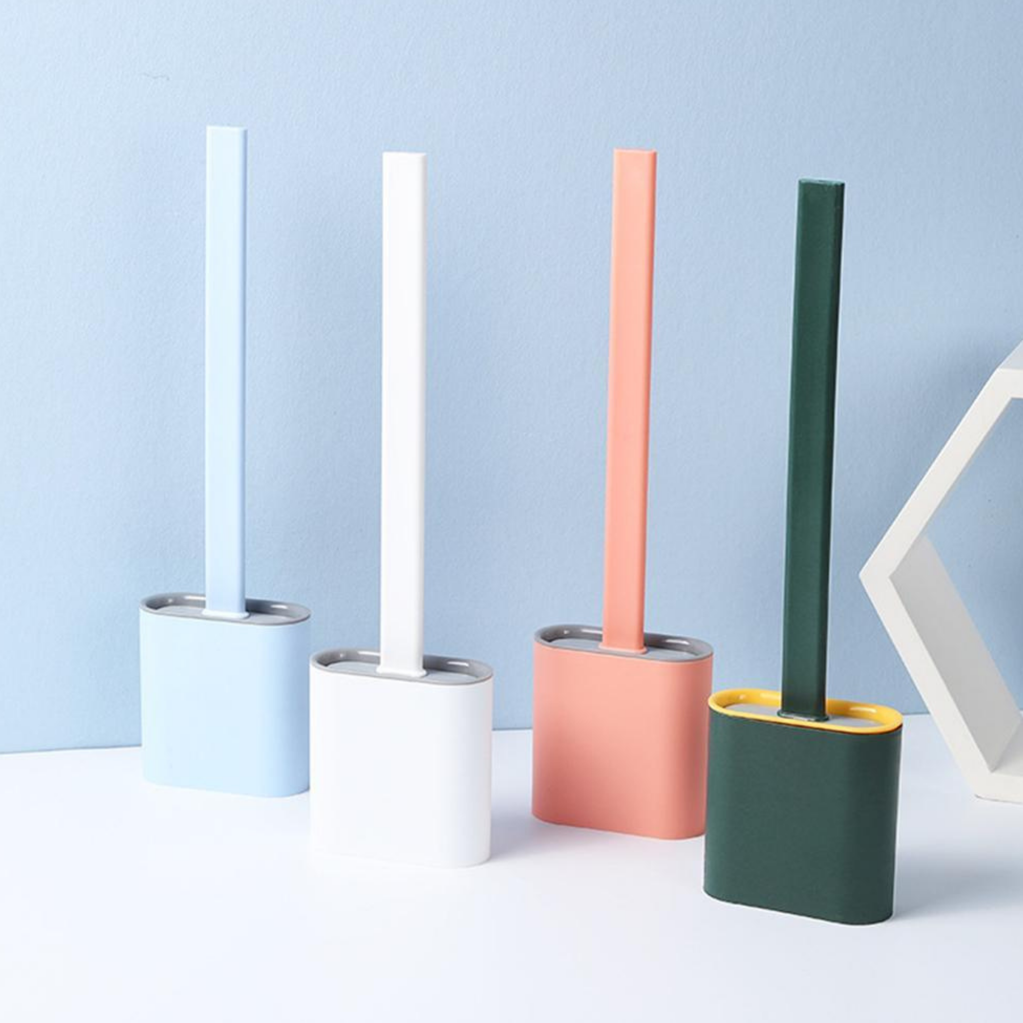 Silicone Toilet Brush Cleaner with Holder Bathroom Sink Cleaner Olive Green Silicone Toilet Brush With Holder