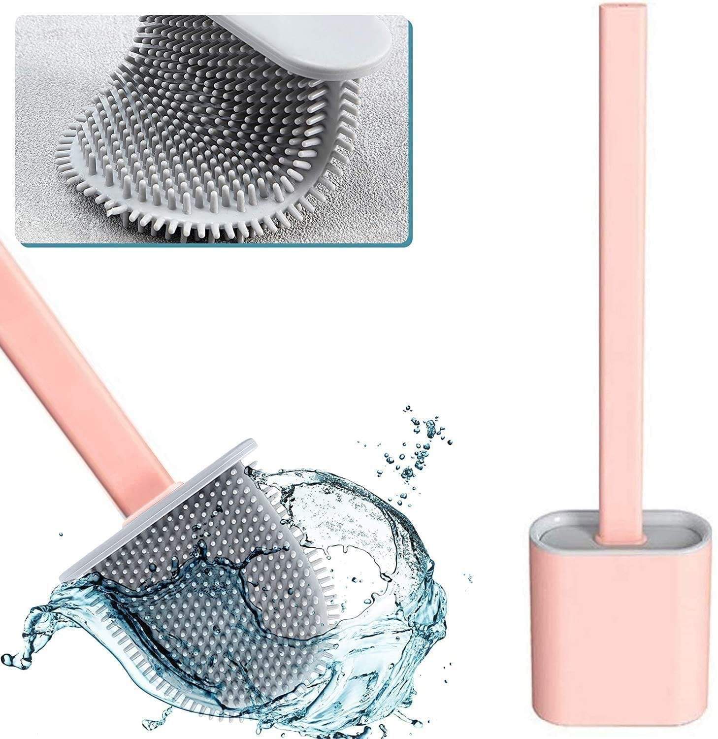 Silicone Toilet Brush Cleaner with Holder Bathroom Sink Cleaner Silicone Toilet Brush With Holder
