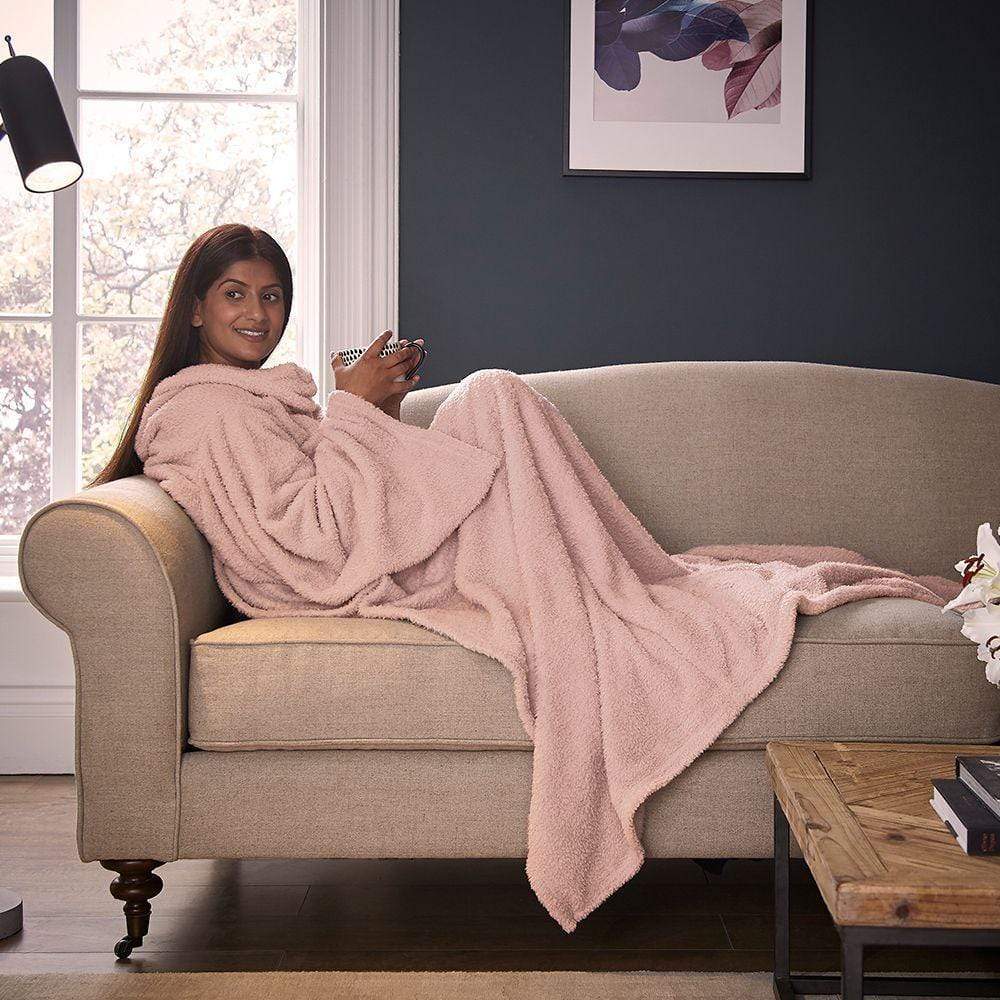 Wearable Blanket with Sleeves Body Wrap Blanket for Adults Pink Wearable Blanket With Sleeves