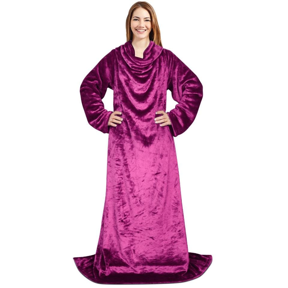 Wearable Blanket with Sleeves Body Wrap Blanket for Adults Purple Wearable Blanket With Sleeves